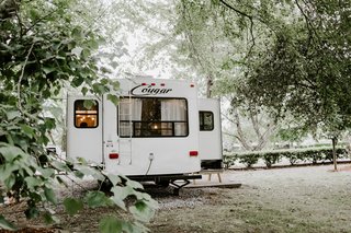 The couple have named the revamped trailer the Cougar Den.