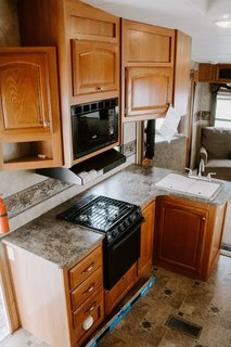Here is a look at the kitchen before the revamp. 