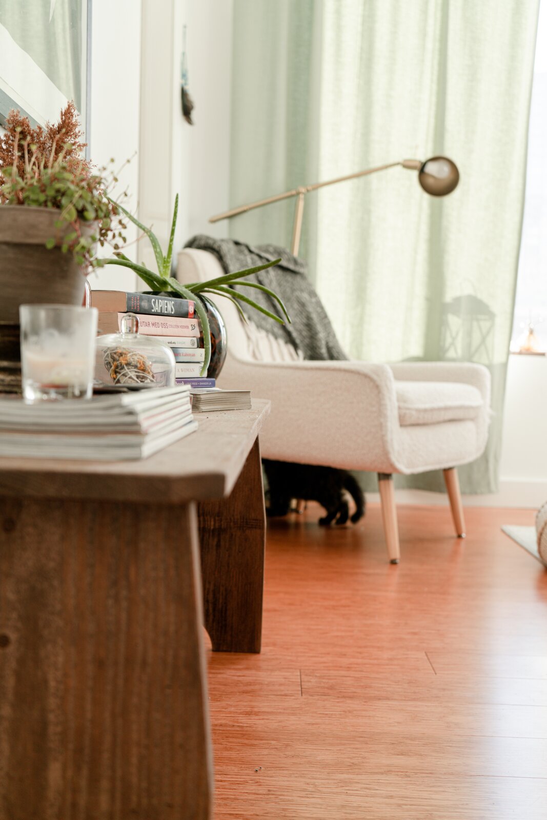 Beautiful view of Dark Wood Frame Scandinavian Interior