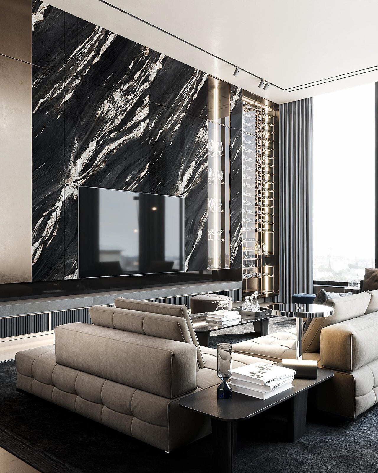 Luxury Penthouse Decorating With African Wood